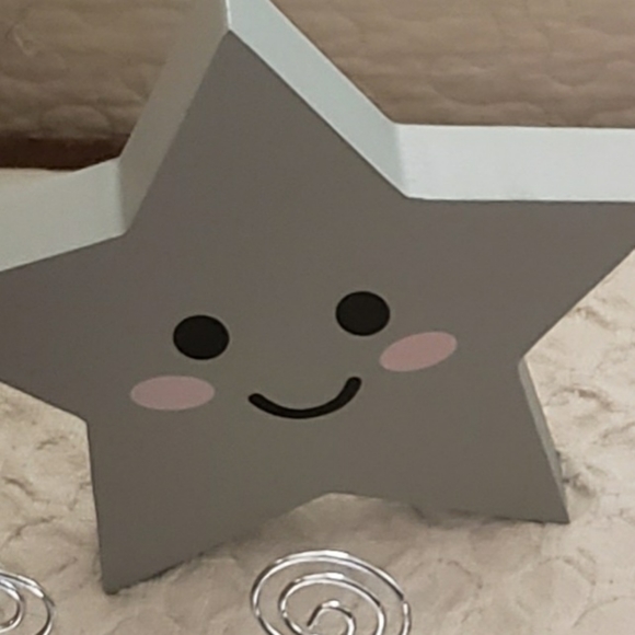 Happy Star Wood Decor & Smiling Cloud Wood double photo clip - Picture 1 of 2